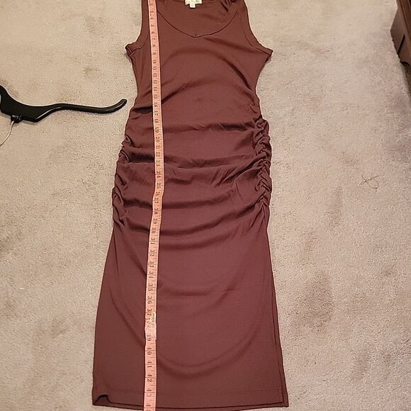 Nine Britton Chocolate Sleeveless Maxi Dress W Ruching On Sides Sz Med - Picture 7 of 10